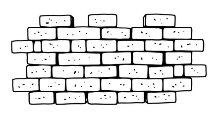 Simple brick wall sketch outline in black and white © Maureen