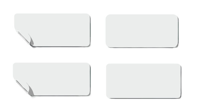 Blank white sticker set with curled corners for branding and design