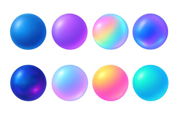 Vibrant gradient colorful spheres on black background with glossy finish