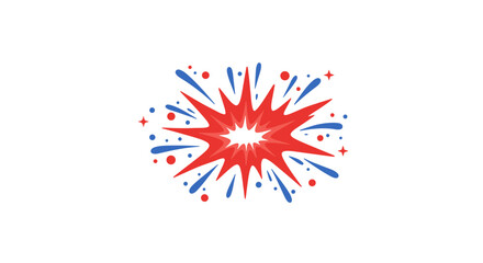 Colorful red and blue explosion with dynamic burst effect on white bac