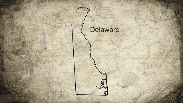 Delaware map drawn on a cartography background sheet of paper