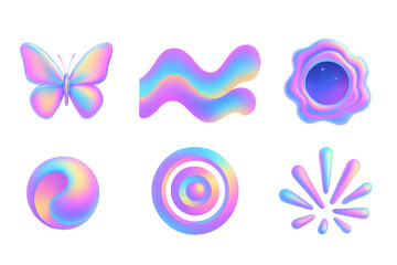 Vibrant gradient shapes collection with futuristic neon colors