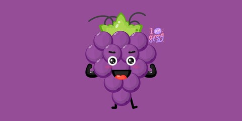 a strong grape on a purple background