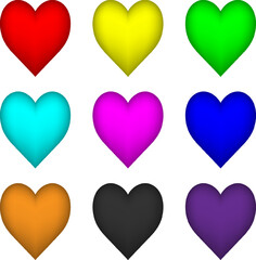 Colorful Heart Icons Set - Vibrant Love and Health Symbol Collection Badge