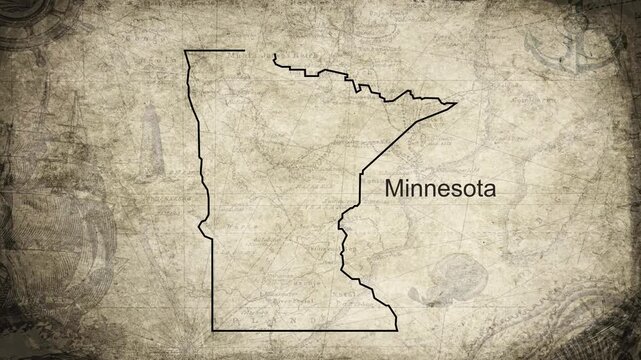 Minnesota map drawn on a cartography background sheet of paper