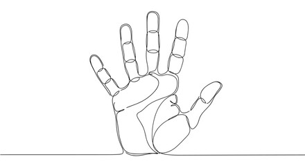 Obraz premium Continuous line drawing of a hand gesture with open fingers