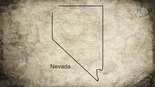 Nevada map drawn on a cartography background sheet of paper