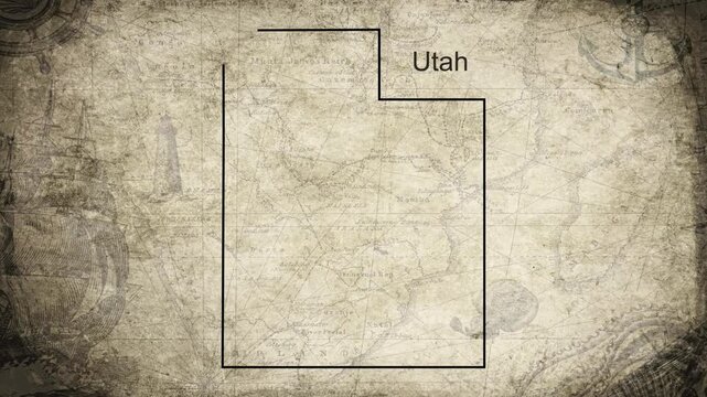 Utah map drawn on a cartography background sheet of paper