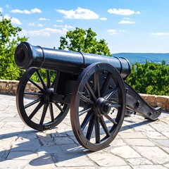 Antique cannon on stone plaza