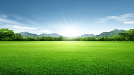 Obraz premium Minimal natural landscape featuring late afternoon sun casting long shadows on empty savanna, wide open space with soft natural light, blurred background elements like distant mountains or ocean