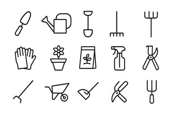 Gardening tools and equipment arranged in a neat layout for plant care and landscaping activities