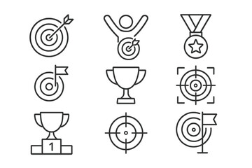 Collection of target symbols representing goals, achievements, and success in various formats