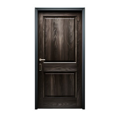Dark wooden door isolated on a transparent background