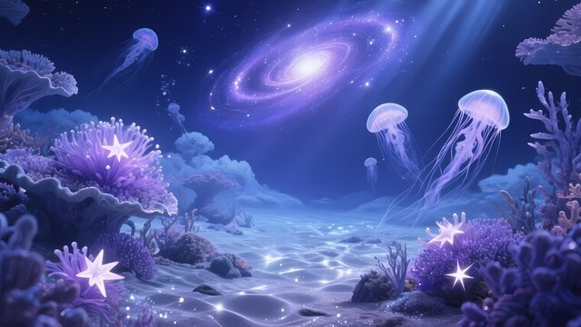 Fantasy Underwater Ecosystem with Magical Marine Life and Ocean Scenery