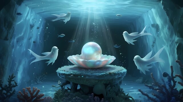 Fantasy Underwater Ecosystem with Magical Marine Life and Ocean Scenery - Powered by Adobe