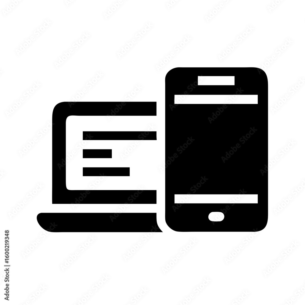 Poster laptop and mobile phone vector icon for responsive design website development and application interf