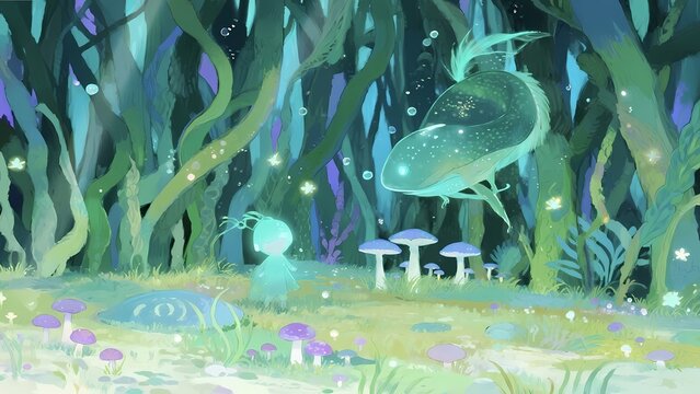 Fantasy Underwater Ecosystem with Magical Marine Life and Ocean Scenery