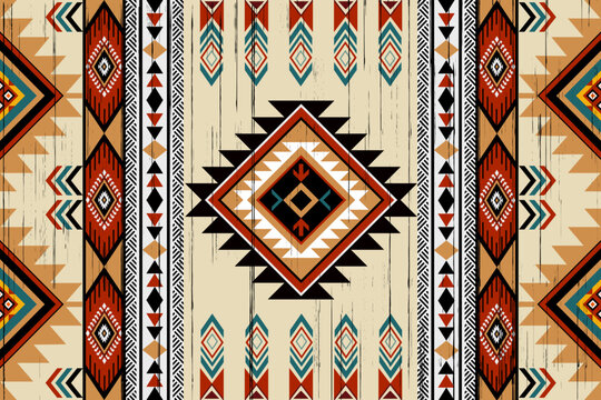Navajo tribal vector seamless pattern. Native American ornament. Ethnic South Western decor style. Boho geometric ornament. Vector seamless pattern. Mexican blanket, rug. Woven carpet illustration