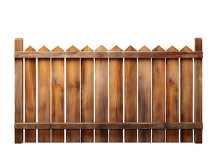 Empty brown wooden fence isolated on a transparent background