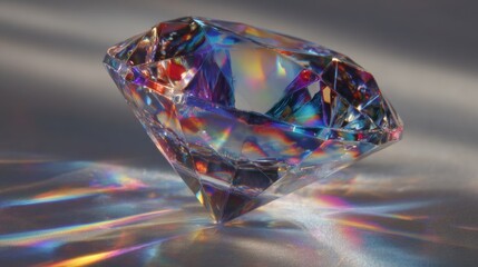 Sparkling diamond on a reflective surface