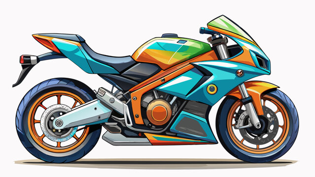 Colorful Stylized Sportbike Illustrations – Racing Motorcycle Vector Graphics