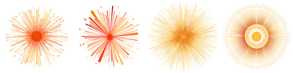 Fototapeta premium Abstract Sunbursts: Golden Radial Patterns on White Background