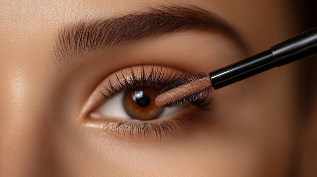 Mascara application on lashes, useful for cosmetic brands and makeup tutorials.