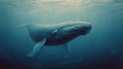Fototapeta premium Majestic underwater humpback whale