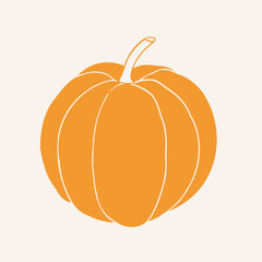 Pumpkin silhouette on isolated background. Design element for Thanksgiving Day, autumnal season, event. Hand drawn vegetable for logo, sign, label, card, poster, flyer, print. Food vector illustration