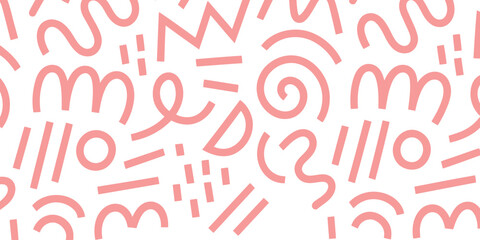 Minimalist Pink Abstract Memphis Seamless Pattern – Modern Monochrome Vector Background for Branding, Packaging, Stationery, and Creative Design Projects