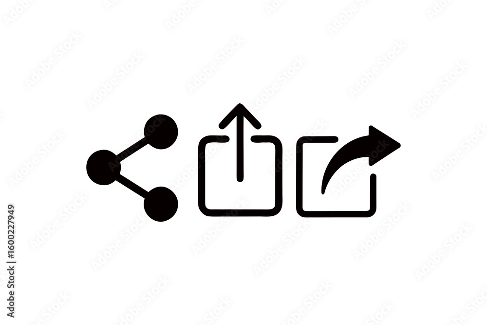 Aufkleber conceptual communication icons showcasing connection sharing and sending representing various forms 
