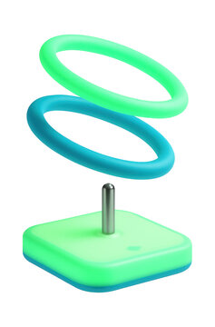 Glow-in-the-dark ring toss game with phosphorescent rings and base for night-time fun