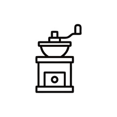 Detailed Line Art Depiction of a Manual Coffee Grinder, Ideal for Minimalist Design Projects and Coffee Related Content