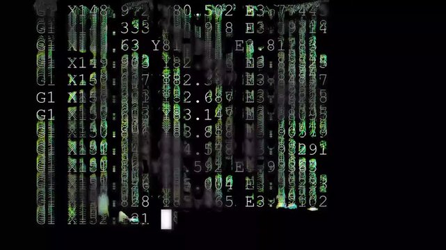 Running code. Programming. Technological interface. Real time data.