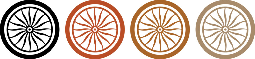 Bicycle wheel icon. Colorful vehicle wheel icon isolated on white background. vector illustration