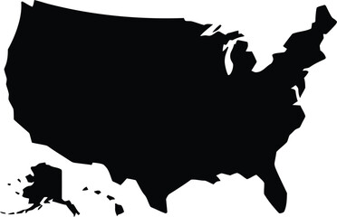 Black Silhouette Map of the United States of America