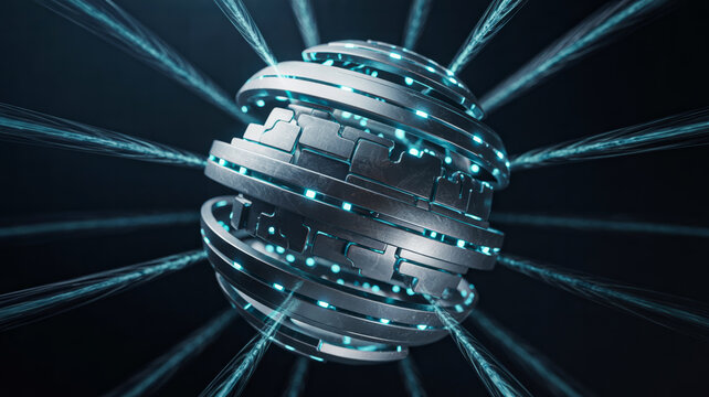 Agentic ai sphere futuristic technology glowing blue light digital abstract 3d render
