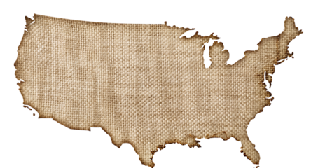 Usa map burlap texture scorched edges