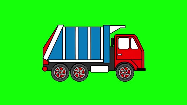 Garbage Truck animation Green screen garbage vehicle icon animation | Moving Garbage truck