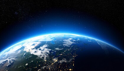 Obraz premium Earth’s curved edge with bright glowing atmosphere