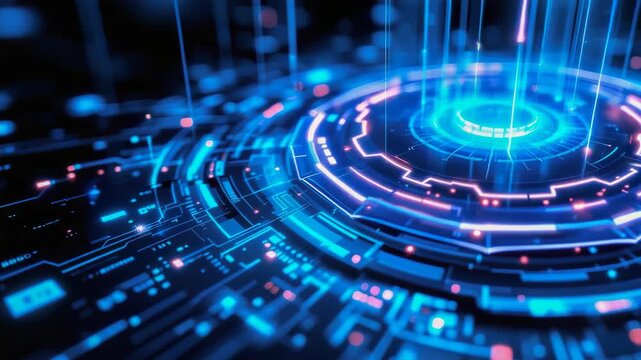 Agentic ai futuristic digital interface with glowing blue circuit pattern and abstract technology background, featuring abstract