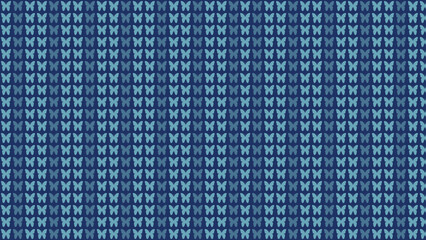 A seamless pattern of many small blue butterflies arranged in rows and columns on a dark blue background