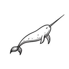 Obraz premium Narwhal swimming gracefully in the ocean showcasing unique tusk design