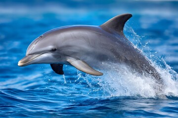 Dolphin jumping out of the water in a sunny day