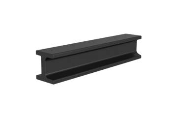 Dark gray metal i beam construction material isolated on transparent background