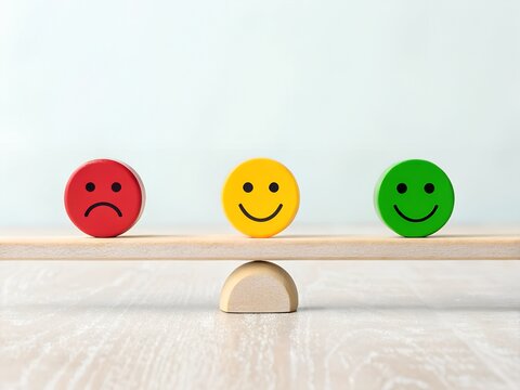 Emotional Balance – Happiness, Sadness, Neutrality, Abstract, Conceptual, Mood Spectrum, Expression Icons