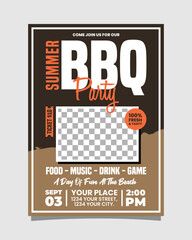 Brown Illustrative Summer BBQ Party Vertical Poster or Flyer Invitation Template