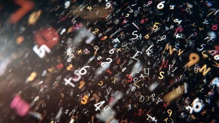 Abstract digital numbers and letters