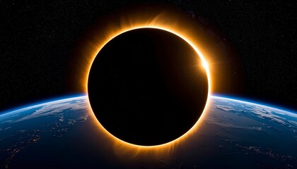 Obraz premium Planet Earth seen from space with a solar eclipse casting a dark shadow