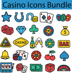 Set of Colorful casino icons. Doodle style icon vector bundle.eps